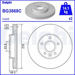 Disque de frein DELPHI BG3868C