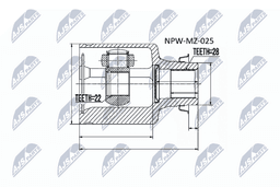 Jeu de joints, arbre de transmission NTY NPW-MZ-025