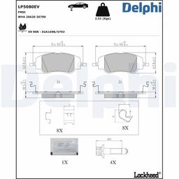 Kit de plaquettes de frein, frein à disque DELPHI LP5080EV