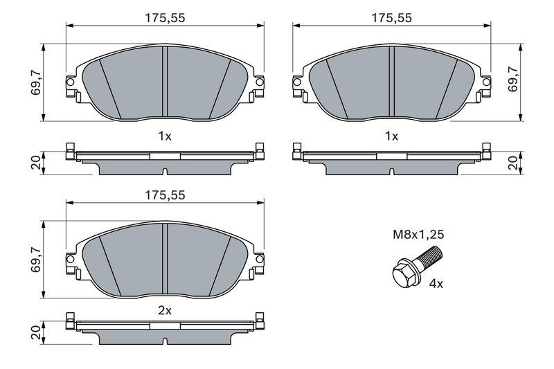 Kit de plaquettes de frein, frein à disque BOSCH 0 986 424 628