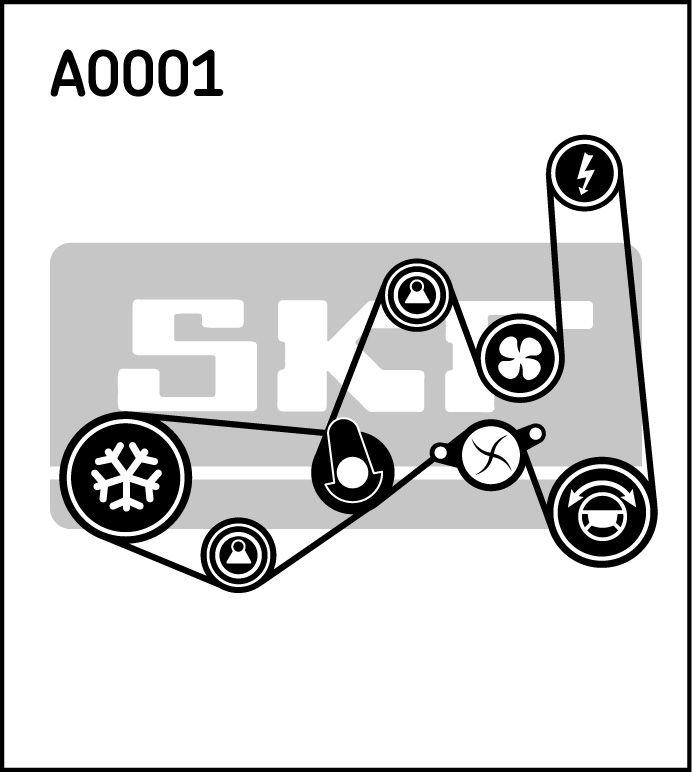 Jeu de courroies trapézoïdales à nervures SKF VKMA 31051