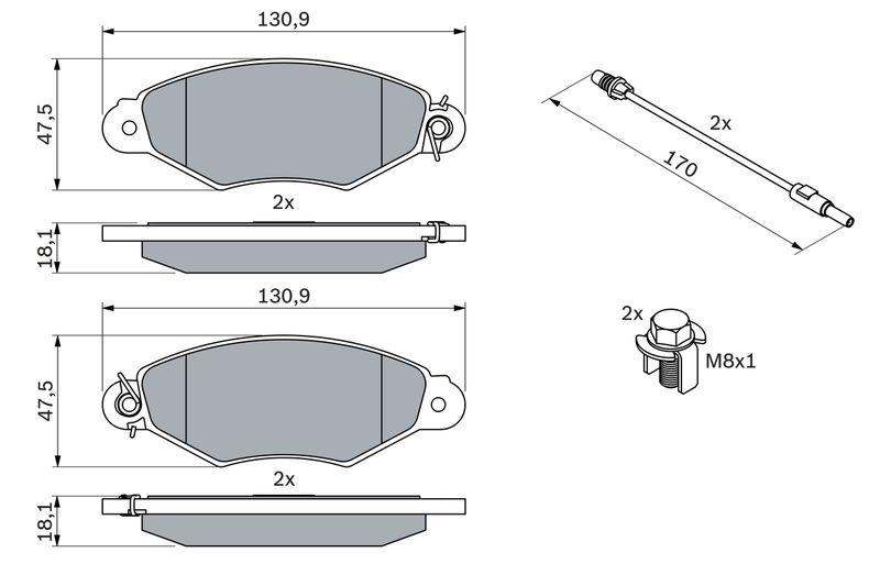 Kit de plaquettes de frein, frein à disque BOSCH 0 986 424 455