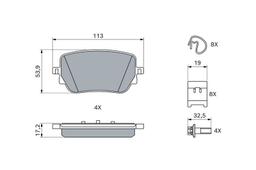 Kit de plaquettes de frein, frein à disque BOSCH 0986424890