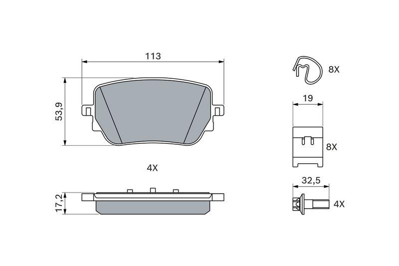 Kit de plaquettes de frein, frein à disque BOSCH 0986424890