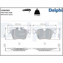 Kit de plaquettes de frein, frein à disque DELPHI LP5025EV