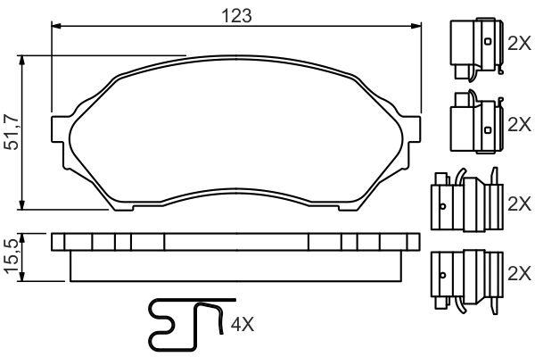 Kit de plaquettes de frein, frein à disque BOSCH 0 986 494 616