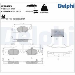 Kit de plaquettes de frein, frein à disque DELPHI LP5085EV