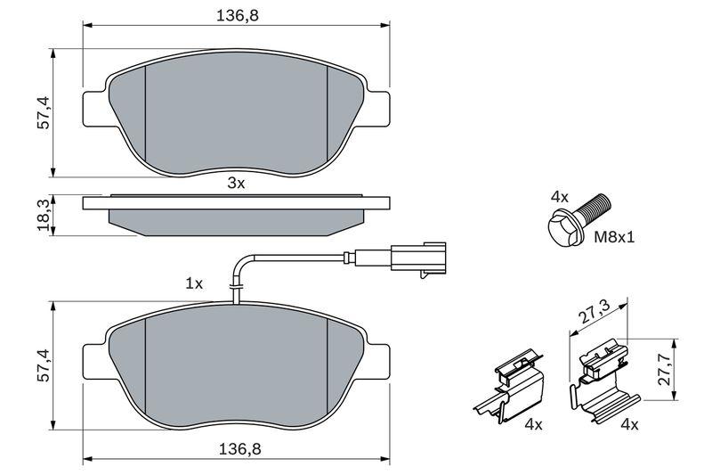 Kit de plaquettes de frein, frein à disque BOSCH 0986424596