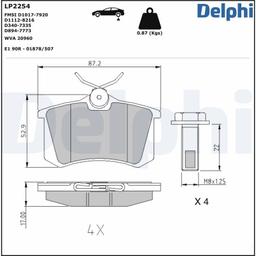 Kit de plaquettes de frein, frein à disque DELPHI LP2254