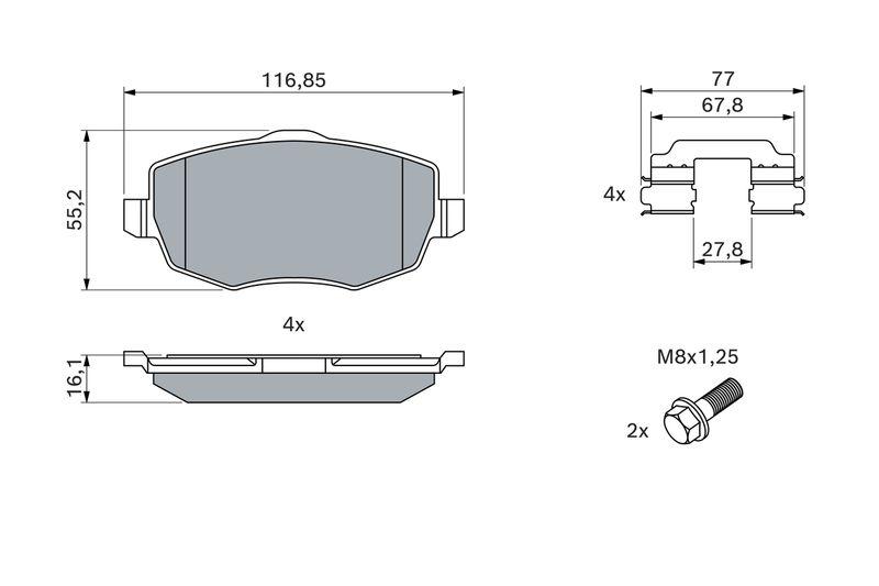 Kit de plaquettes de frein, frein à disque BOSCH 0986424793