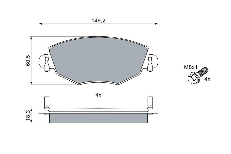 Kit de plaquettes de frein, frein à disque BOSCH 0 986 494 026