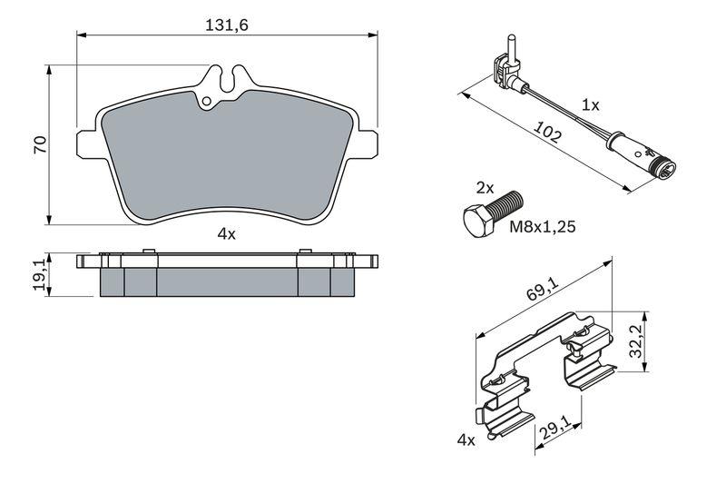 Kit de plaquettes de frein, frein à disque BOSCH 0 986 494 085