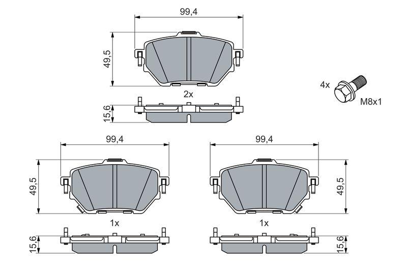 Kit de plaquettes de frein, frein à disque BOSCH 0 986 460 066
