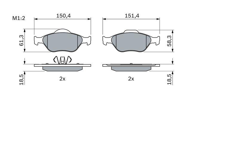 Kit de plaquettes de frein, frein à disque BOSCH 0986424558