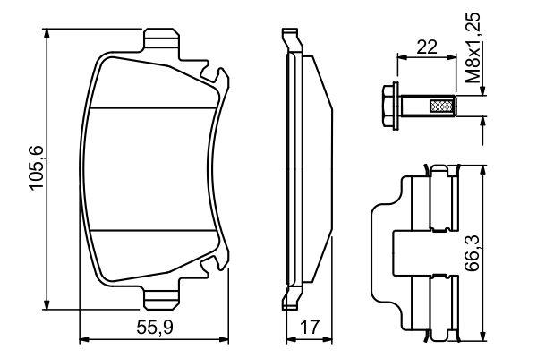 Kit de plaquettes de frein, frein à disque BOSCH 0 986 494 649