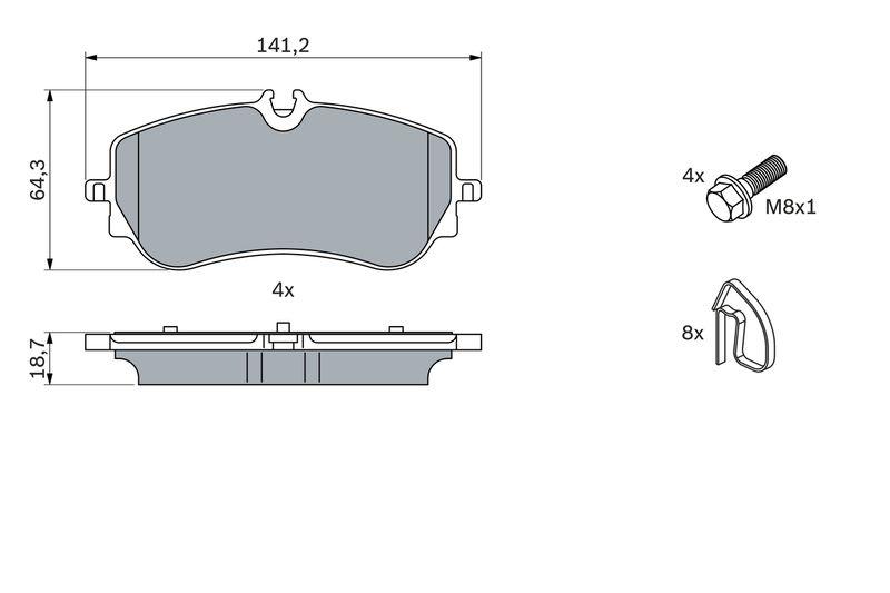 Kit de plaquettes de frein, frein à disque BOSCH 0986424875