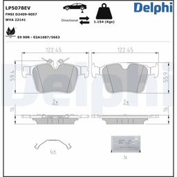 Kit de plaquettes de frein, frein à disque DELPHI LP5078EV