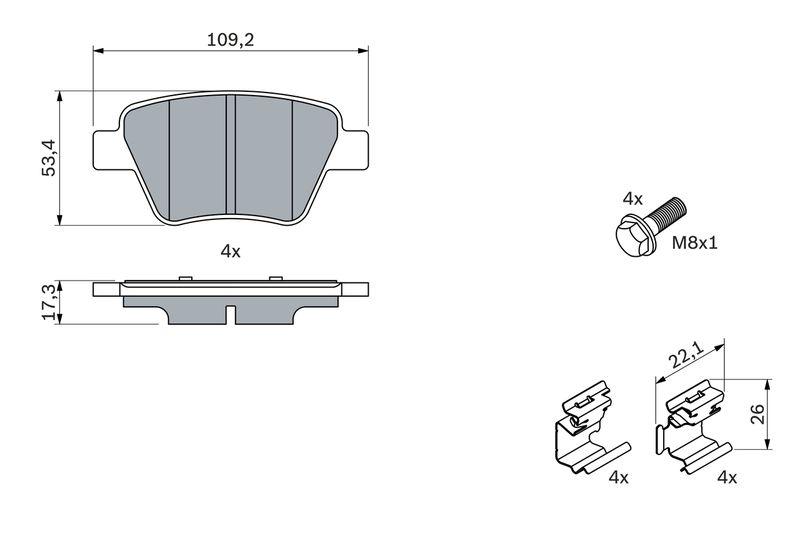 Kit de plaquettes de frein, frein à disque BOSCH 0 986 494 643
