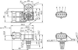 Capteur, pression de suralimentation BOSCH 0261230302
