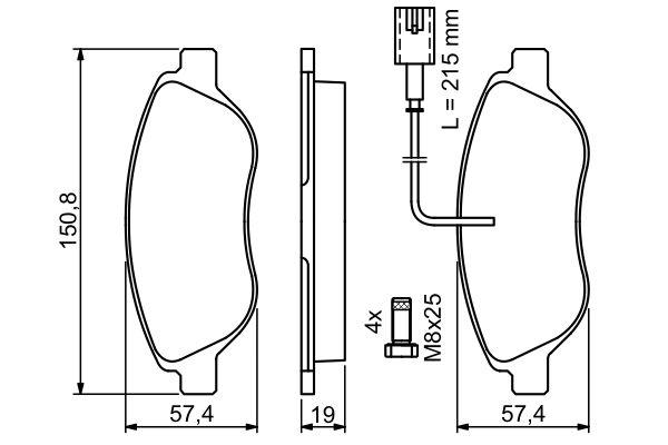 Kit de plaquettes de frein, frein à disque BOSCH 0 986 424 595