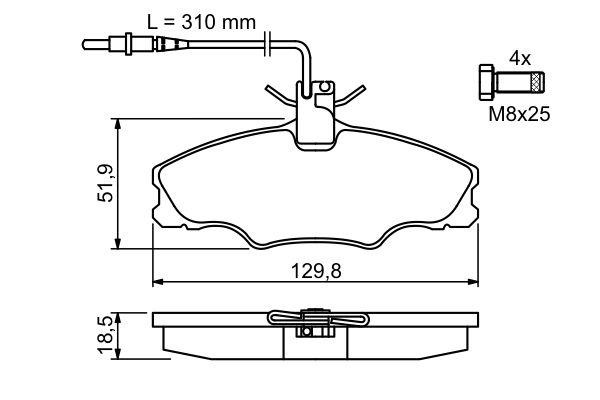 Kit de plaquettes de frein, frein à disque BOSCH 0 986 424 227