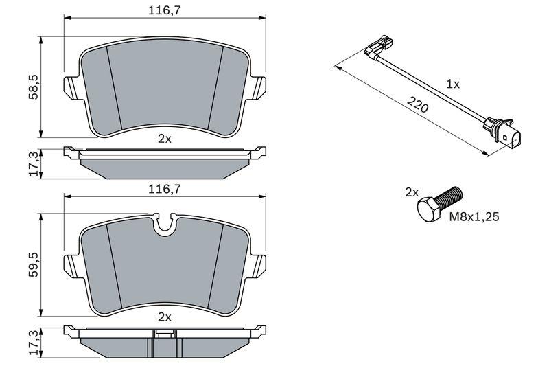 Kit de plaquettes de frein, frein à disque BOSCH 0 986 494 488