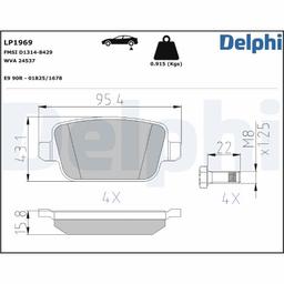 Kit de plaquettes de frein, frein à disque DELPHI LP1969