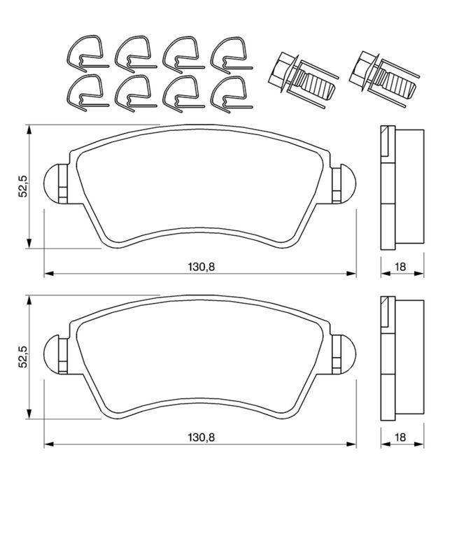 Kit de plaquettes de frein, frein à disque BOSCH 0986424801