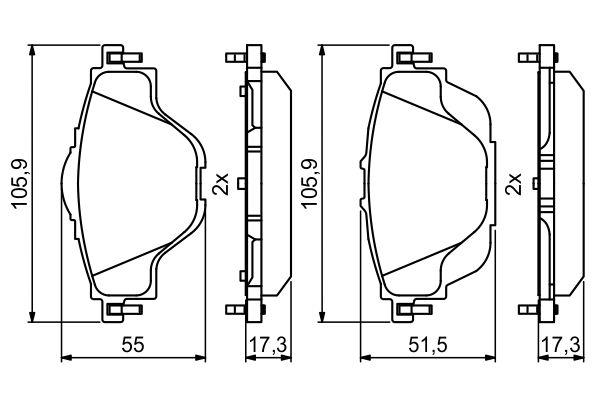 Kit de plaquettes de frein, frein à disque BOSCH 0 986 494 805
