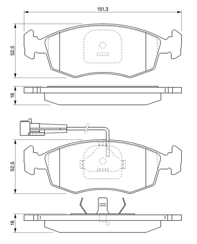 Kit de plaquettes de frein, frein à disque BOSCH 0986424515