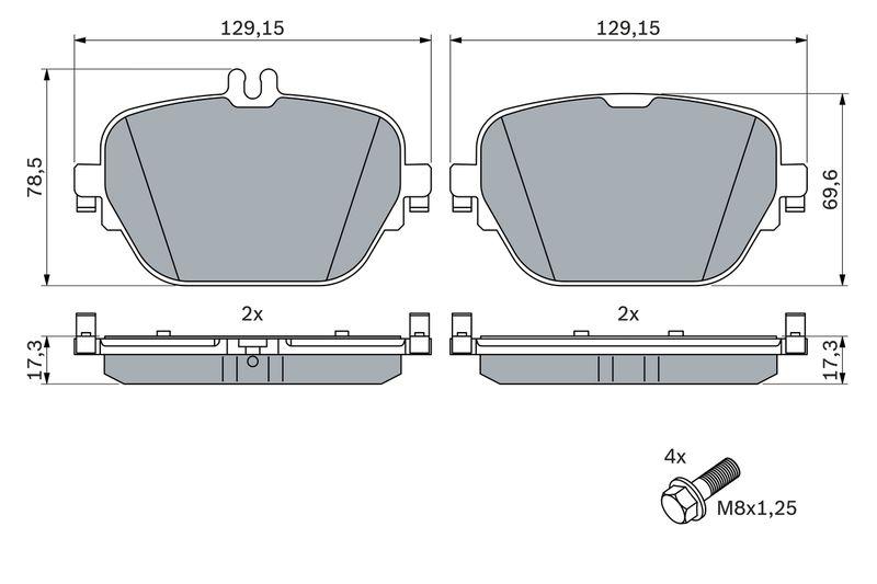 Kit de plaquettes de frein, frein à disque BOSCH 0986424858