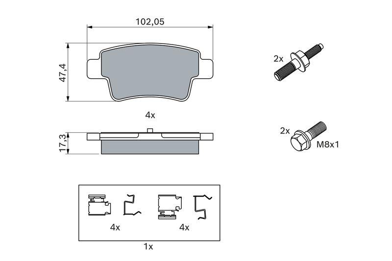 Kit de plaquettes de frein, frein à disque BOSCH 0 986 494 222