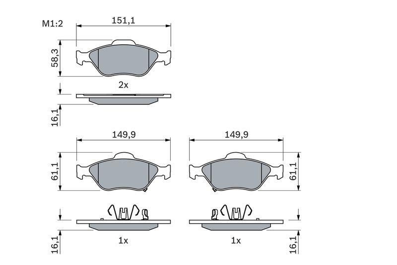 Kit de plaquettes de frein, frein à disque BOSCH 0 986 494 101