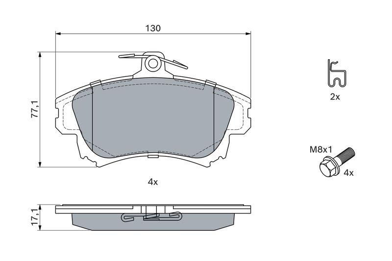 Kit de plaquettes de frein, frein à disque BOSCH 0 986 424 541