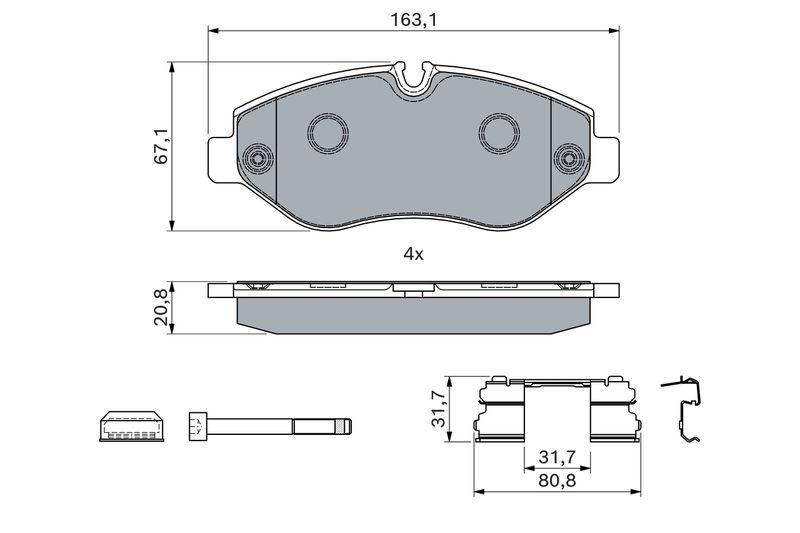 Kit de plaquettes de frein, frein à disque BOSCH 0 986 494 121