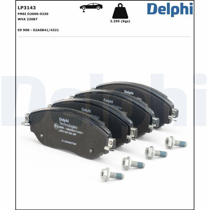 Kit de plaquettes de frein, frein à disque DELPHI LP3143