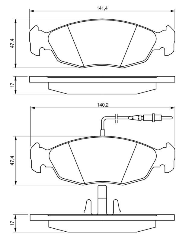 Kit de plaquettes de frein, frein à disque BOSCH 0986461764