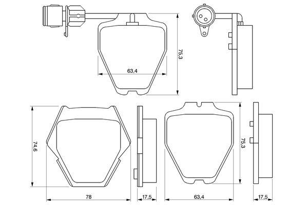 Kit de plaquettes de frein, frein à disque BOSCH 0986424689
