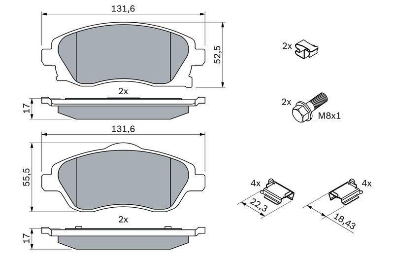 Kit de plaquettes de frein, frein à disque BOSCH 0986494625