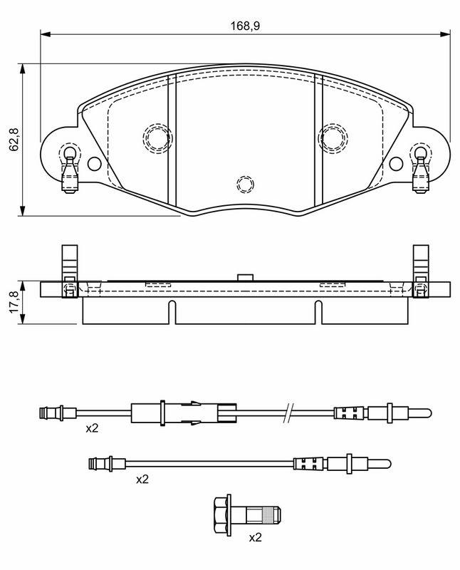 Kit de plaquettes de frein, frein à disque BOSCH 0986424581