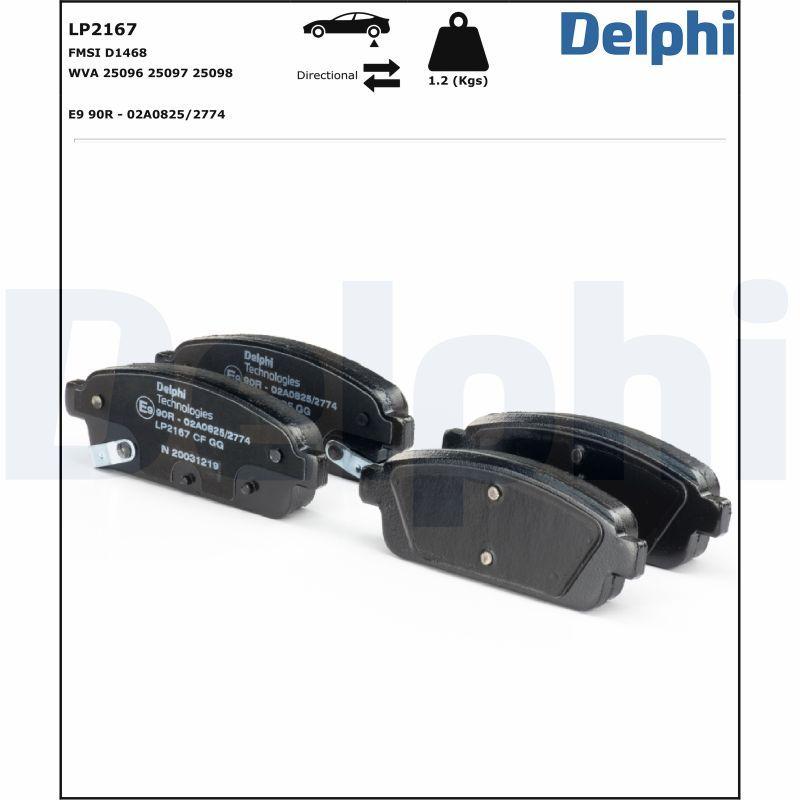 Kit de plaquettes de frein, frein à disque DELPHI LP2167