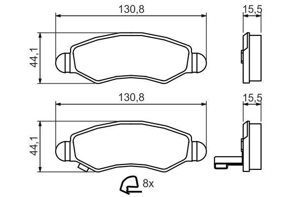 Kit de plaquettes de frein, frein à disque BOSCH 0 986 494 458