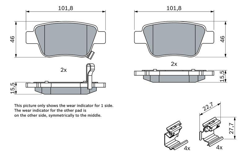 Kit de plaquettes de frein, frein à disque BOSCH 0 986 424 798