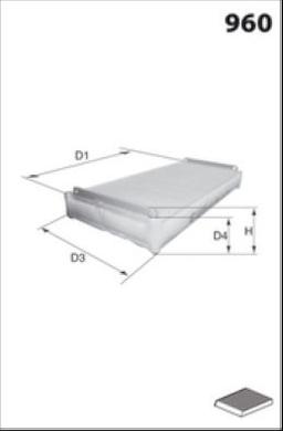 Filtre, air de l'habitacle MECAFILTER EKR7096