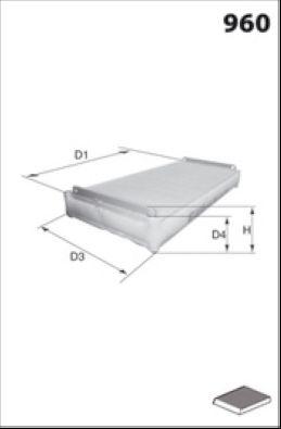 Filtre, air de l'habitacle MECAFILTER EKR7096
