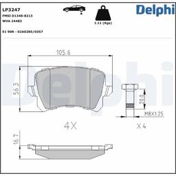 Kit de plaquettes de frein, frein à disque DELPHI LP3247