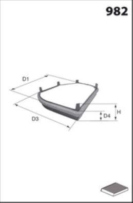 Filtre, air de l'habitacle MECAFILTER EKR7023