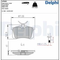 Kit de plaquettes de frein, frein à disque DELPHI LP565