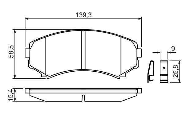 Kit de plaquettes de frein, frein à disque BOSCH 0 986 424 709