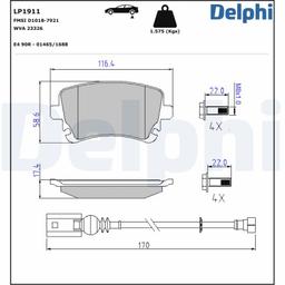 Kit de plaquettes de frein, frein à disque DELPHI LP1911